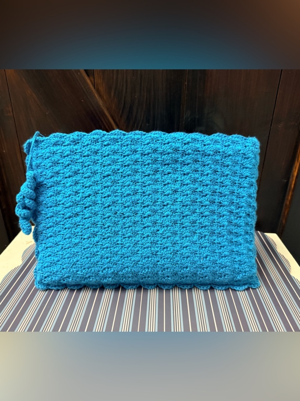 Handmade Crochet clutch in Bright Blue